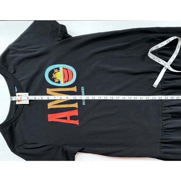 Farm Rio for Anthropologie Tiered T-Shirt Amo Maxi Dress Size Medium Black - Picture 12 of 14